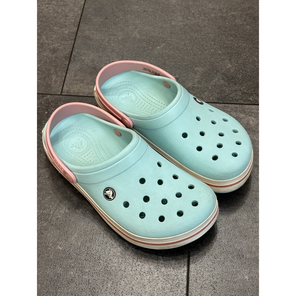 Crocs Aqua Teal Pink White Women's 8 Mens 6 Shoes Bubblegum Ice Blue Melon Clogs